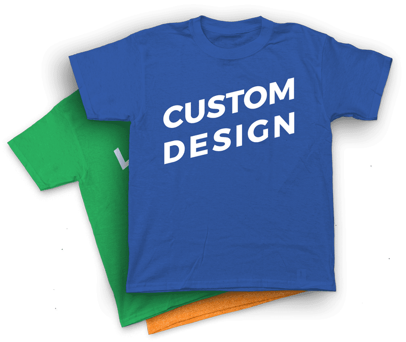 Colorful t-shirts with custom design written on it